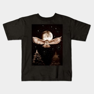 Owl with full moon Kids T-Shirt